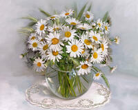 Без бренда «Букет ромашек с колосками в круглой вазе_» в Екатеринбурге 