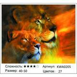 Мозаика 40x50 без подрамника Портрет большого льва и львицы