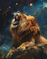 Картина по номерам «Лев на фоне ночного неба»