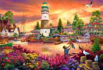 Радостный отец в цветущей бухте