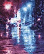 Мопед в ночном городе