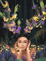 Без бренда «Темноглазая девчонка с цветами и птицами в волосах» в Екатеринбурге  в интернет-магазине  в Екатеринбурге Без бренда «Темноглазая девчонка с цветами и птицами в волосах» в Екатеринбурге