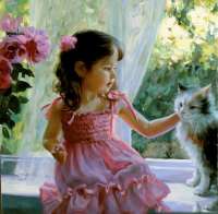 Без бренда «Девочка с кошкой на подоконнике» в Екатеринбурге  в интернет-магазине  в Екатеринбурге Без бренда «Девочка с кошкой на подоконнике» в Екатеринбурге