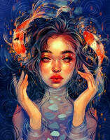 Без бренда «Девушка и карпы кои» в Екатеринбурге  в интернет-магазине  в Екатеринбурге Без бренда «Девушка и карпы кои» в Екатеринбурге