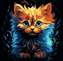 Пушистый котёнок с большими голубыми глазами