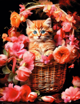 Без бренда «Рыжий котенок в корзине с цветами» в Екатеринбурге в интернет-магазине в Екатеринбурге Без бренда «Рыжий котенок в корзине с цветами» в Екатеринбурге