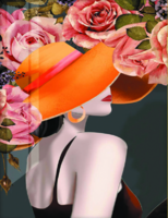 Без бренда «Дама в яркой шляпе и розы» в Екатеринбурге  в интернет-магазине  в Екатеринбурге Без бренда «Дама в яркой шляпе и розы» в Екатеринбурге