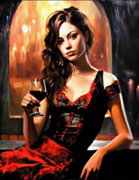 Без бренда «Обворожительная брюнетка с бокалом красного вина» в Екатеринбурге  в интернет-магазине  в Екатеринбурге Без бренда «Обворожительная брюнетка с бокалом красного вина» в Екатеринбурге