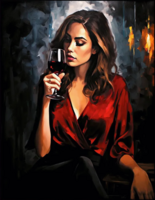 Без бренда «Девушка в красном платье с бокалом вина» в Екатеринбурге  в интернет-магазине  в Екатеринбурге Без бренда «Девушка в красном платье с бокалом вина» в Екатеринбурге