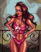 Без бренда «Девушка в нижнем белье с бокалом вина» в Екатеринбурге  в интернет-магазине  в Екатеринбурге Без бренда «Девушка в нижнем белье с бокалом вина» в Екатеринбурге